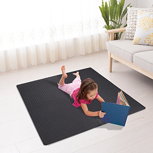 HOMCOM Alfombra Puzzle 6 Piezas Esterilla Protectora de Rompecabeza con Bordes Goma Espuma EVA Área 2,16 m² para Fitness Gimnasio Juego 60x60x1,2cm