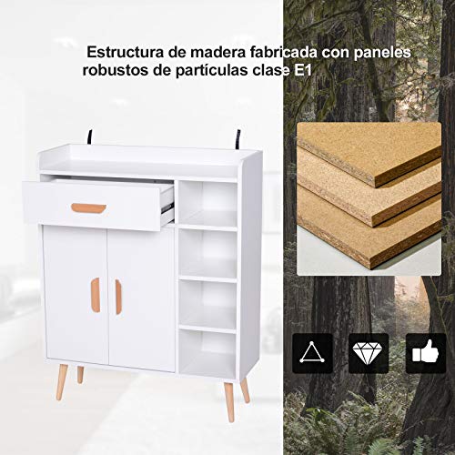 HOMCOM Aparador Buffet Armario Gabinete Consola Mueble Multiusos de Comedor Salón Baño Pasillo 80x29.5x96cm HOMCOM Aparador Buffet Armario Gabinete Consola Mueble Multiusos de Comedor Salón Baño Pasillo 80x29.5x96cm