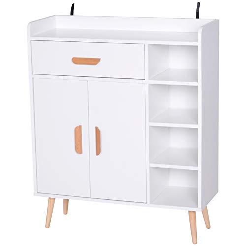 HOMCOM Aparador Buffet Armario Gabinete Consola Mueble Multiusos de Comedor Salón Baño Pasillo 80x29.5x96cm