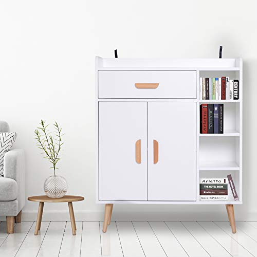 HOMCOM Aparador Buffet Armario Gabinete Consola Mueble Multiusos de Comedor Salón Baño Pasillo 80x29.5x96cm HOMCOM Aparador Buffet Armario Gabinete Consola Mueble Multiusos de Comedor Salón Baño Pasillo 80x29.5x96cm