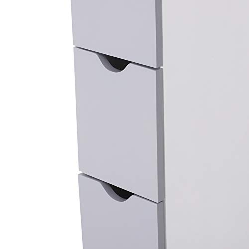 HOMCOM Armario Alto de Baño Multiusos Estrecho con 2 Estantes 1 Puerta y 2 Cajones de Almacenamiento 15x33x136cm Color Blanco HOMCOM Armario Alto de Baño Multiusos Estrecho con 2 Estantes 1 Puerta y 2 Cajones de Almacenamiento 15x33x136cm Color Blanco