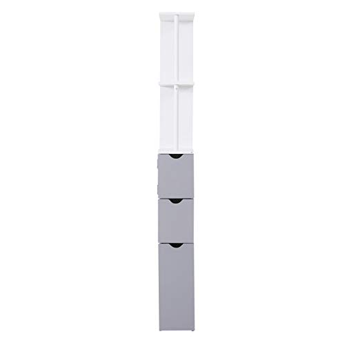 HOMCOM Armario Alto de Baño Multiusos Estrecho con 2 Estantes 1 Puerta y 2 Cajones de Almacenamiento 15x33x136cm Color Blanco HOMCOM Armario Alto de Baño Multiusos Estrecho con 2 Estantes 1 Puerta y 2 Cajones de Almacenamiento 15x33x136cm Color Blanco