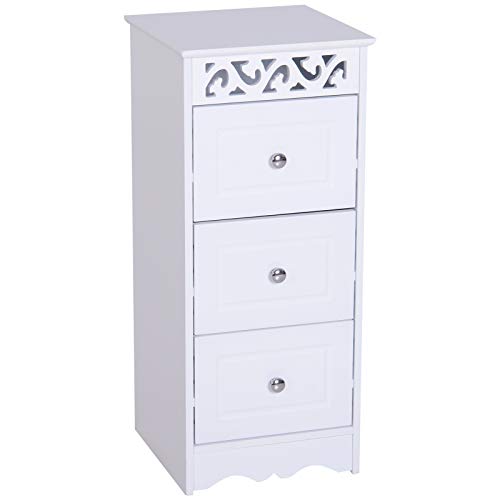 HOMCOM Armario de Almacenamiento Cajonera Multifuncional Gabinete Mueble Organizador de Almacenaje para Cocina Comedor Salón Dormitorio Baño 3 Cajones 29.8x29.8x68.5cm HOMCOM Armario de Almacenamiento Cajonera Multifuncional Gabinete Mueble Organizador de Almacenaje para Cocina Comedor Salón Dormitorio Baño 3 Cajones 29.8x29.8x68.5cm