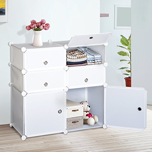 HOMCOM Armario Modular Plástico Estantería 6 Cubos Ropero Zapatero Aparador Combinado Pegatinas Adhesivas Decorativas Ropero Zapatero Combinado Mueble Organizador Ropa Zapatos Accesorios Juguetes HOMCOM Armario Modular Plástico Estantería 6 Cubos Ropero Zapatero Aparador Combinado Pegatinas Adhesivas Decorativas Ropero Zapatero Combinado Mueble Organizador Ropa Zapatos Accesorios Juguetes