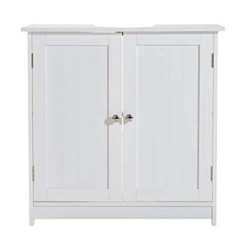 HOMCOM Armario para Debajo del Lavabo o Fregadero Tipo Gabinete de Almacenaje de Madera Blanca 60x30x60cm HOMCOM Armario para Debajo del Lavabo o Fregadero Tipo Gabinete de Almacenaje de Madera Blanca 60x30x60cm