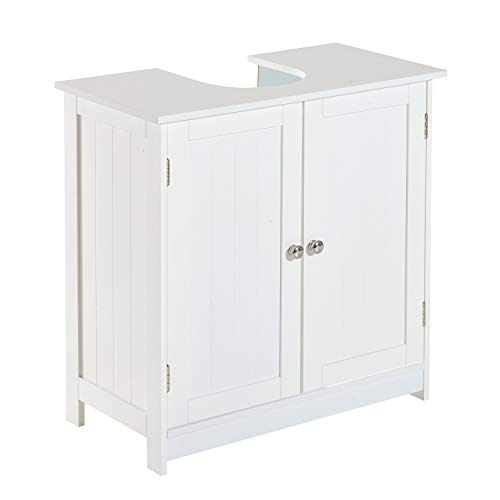 HOMCOM Armario para Debajo del Lavabo o Fregadero Tipo Gabinete de Almacenaje de Madera Blanca 60x30x60cm HOMCOM Armario para Debajo del Lavabo o Fregadero Tipo Gabinete de Almacenaje de Madera Blanca 60x30x60cm
