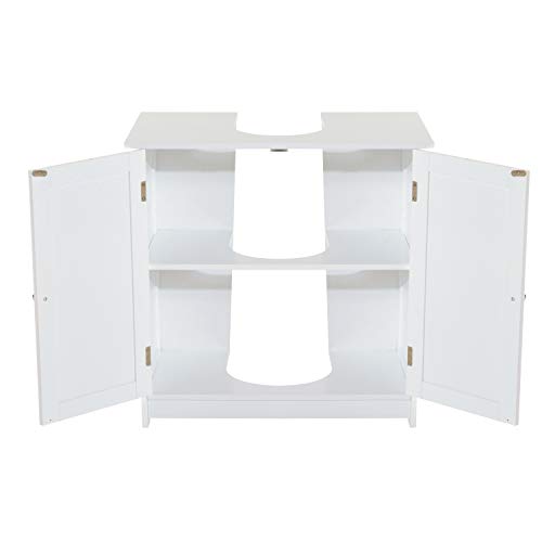 HOMCOM Armario para Debajo del Lavabo o Fregadero Tipo Gabinete de Almacenaje de Madera Blanca 60x30x60cm HOMCOM Armario para Debajo del Lavabo o Fregadero Tipo Gabinete de Almacenaje de Madera Blanca 60x30x60cm