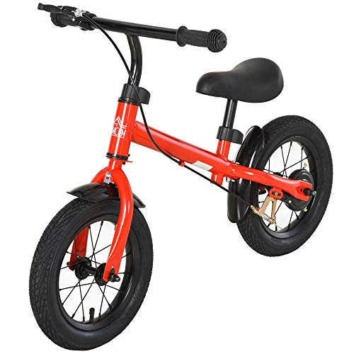 HOMCOM Bicicleta sin Pedales Altura Ajustable con Llantas de Goma Inflables para Niños Mayores de 3 Años Asiento Acolchado Bicicleta de Equilibrio 86x43x60 cm Rojo