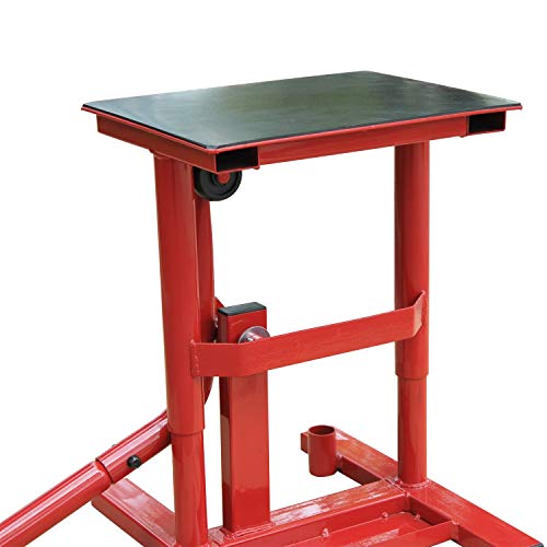 HOMCOM Caballete Tipo Soporte Elevador de Motocross de Acero Plataforma Tipo Peana Universal para Reparación y Estacionamiento Accesorio de Motos Altura Ajustable 28x34x30-40cm Carga 150kg Color Rojo