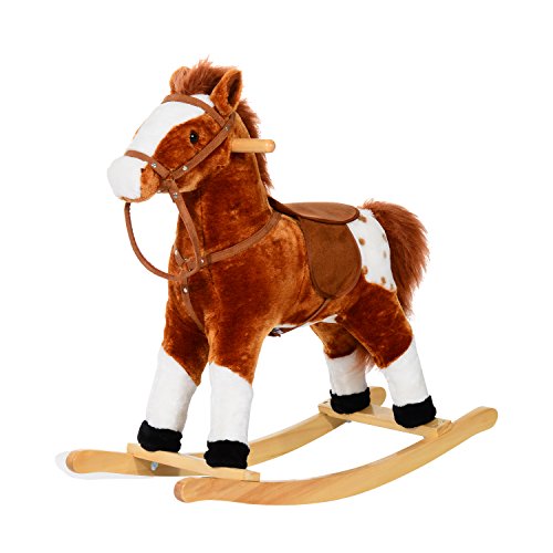 HOMCOM Caballito Balancín Bebé Balancín Peluche Caballo Madera para Niños +3 Años con Sonidos 74x28x65cm HOMCOM Caballito Balancín Bebé Balancín Peluche Caballo Madera para Niños +3 Años con Sonidos 74x28x65cm