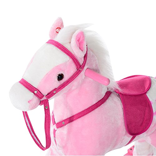 HOMCOM Caballito Balancín Bebé Balancín Peluche Caballo Madera para Niños +3 Años con Sonidos 74x28x65cm Caballito Balancin de Peluche Niños 3 años Juguete Caballo Mecedora Madera Rosa HOMCOM Caballito Balancín Bebé Balancín Peluche Caballo Madera para Niños +3 Años con Sonidos 74x28x65cm Caballito Balancin de Peluche Niños 3 años Juguete Caballo Mecedora Madera Rosa