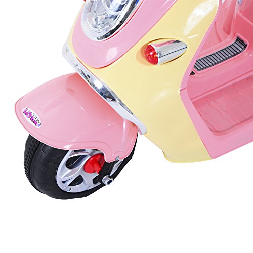 HOMCOM Coche Triciclo Moto Eléctrica Infantil Correpasillos a Batería Niños +3 años 6V Metal + PP 108x51x75cm Rosa