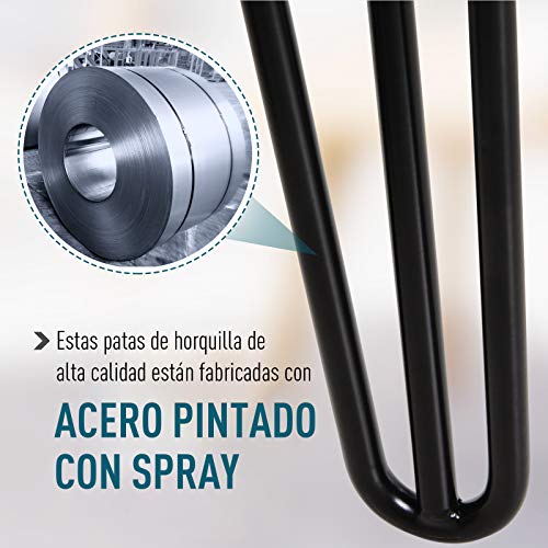 HOMCOM Conjunto de 4 Patas para Mesa de Estilo Industrial y Diseño Horquilla con Protectores Anti-arañazos de Goma 12x12x71cm Tornillos de Montaje Incluidos Negro HOMCOM Conjunto de 4 Patas para Mesa de Estilo Industrial y Diseño Horquilla con Protectores Anti-arañazos de Goma 12x12x71cm Tornillos de Montaje Incluidos Negro