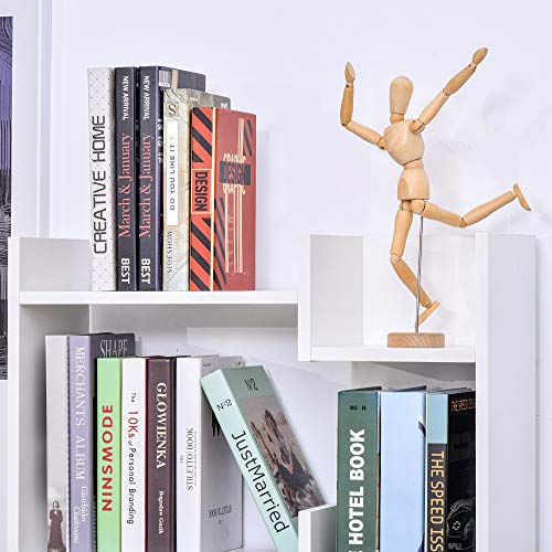 HOMCOM Estantería de 6 Niveles Librería Vertical de Forma Irregular Diseño Moderno Sistema Antivuelco 60x21x162,5 cm Blanco HOMCOM Estantería de 6 Niveles Librería Vertical de Forma Irregular Diseño Moderno Sistema Antivuelco 60x21x162,5 cm Blanco