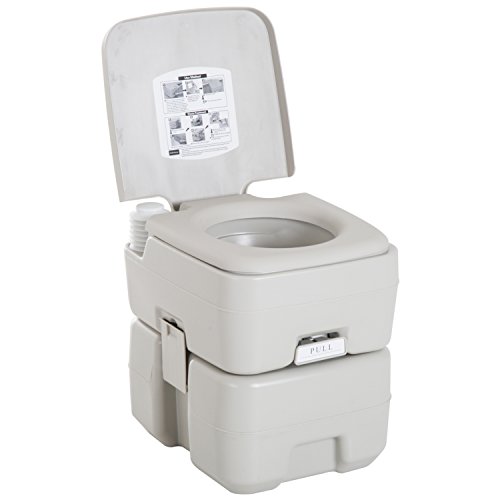 HOMCOM Inodoro Portátil Químico Baño WC 20L con Tapa para Camping Viaje Ancianos Caravana Barco con Cisterna Carga 200kg 41.5x36.5x42cm HDPE