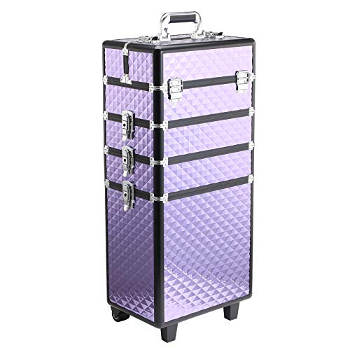 HOMCOM Maletín de Maquillaje Profesional con Ruedas Universales Distintos Niveles Asa Extensible Maletín Maquillaje Trolley Aleación de Aluminio 33.5x23x76/95.5 cm Violeta HOMCOM Maletín de Maquillaje Profesional con Ruedas Universales Distintos Niveles Asa Extensible Maletín Maquillaje Trolley Aleación de Aluminio 33.5x23x76/95.5 cm Violeta