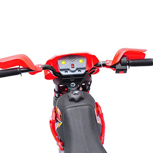 HOMCOM Moto Electrica Infantil Bateria 6V Recargable Niños 3+ Años Cargador y Ruedas Apoyo Color Rojo