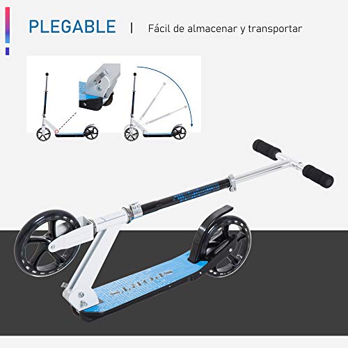 HOMCOM Patinete para Niños y Adultos Scooter Plegable Plegable Manillar Ajustable Marco Aluminio Ligero y Estable Carga 80kg Aluminio 84x34x86-96 cm Blanco HOMCOM Patinete para Niños y Adultos Scooter Plegable Plegable Manillar Ajustable Marco Aluminio Ligero y Estable Carga 80kg Aluminio 84x34x86-96 cm Blanco