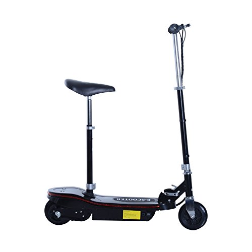 HOMCOM Patinete Plegable Scooter Eléctrico con Luz LED Monopatín Patinete Plegable Manillar Asiento Ajustable 120W Carga 50kg Acero (Negro) HOMCOM Patinete Plegable Scooter Eléctrico con Luz LED Monopatín Patinete Plegable Manillar Asiento Ajustable 120W Carga 50kg Acero (Negro)