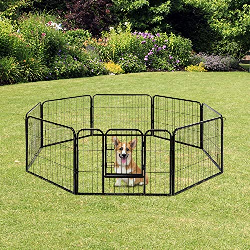 HOMCOM PawHut Parque Mascotas 8 Vallas 80x60cm Jaula Valla Corral con Puerta Entrenamiento HOMCOM PawHut Parque Mascotas 8 Vallas 80x60cm Jaula Valla Corral con Puerta Entrenamiento