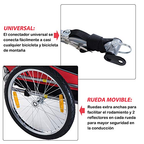 HOMCOM PawHut Remolque Bicicleta Perros Mascota 1 Bandera 6 Reflectores Remolque Bici Rojo Negro HOMCOM PawHut Remolque Bicicleta Perros Mascota 1 Bandera 6 Reflectores Remolque Bici Rojo Negro