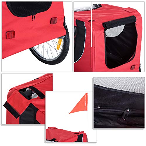 HOMCOM PawHut Remolque Bicicleta Perros Mascota 1 Bandera 6 Reflectores Remolque Bici Rojo Negro HOMCOM PawHut Remolque Bicicleta Perros Mascota 1 Bandera 6 Reflectores Remolque Bici Rojo Negro