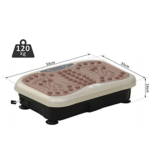 HOMCOM Placa de Vibración Plataforma vibratoria con 2 Bandas Elásticas para Fitness Entrenamiento 200W Control Remoto 99 Velocidades Carga 120kg Pantalla LED