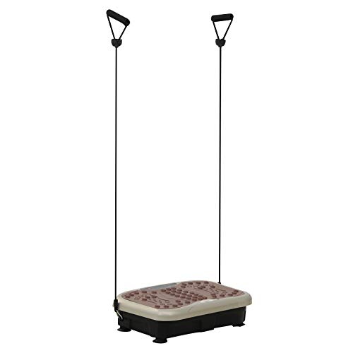 HOMCOM Placa de Vibración Plataforma vibratoria con 2 Bandas Elásticas para Fitness Entrenamiento 200W Control Remoto 99 Velocidades Carga 120kg Pantalla LED