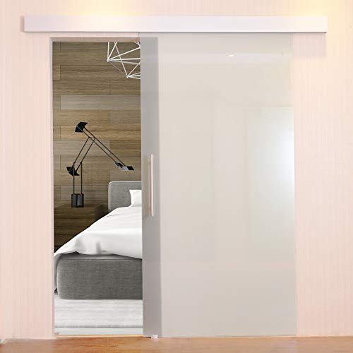 HOMCOM Puerta Corredera 102,5x205cm Puertas Correderas Satinada Deslizantes Cristal sin Obra