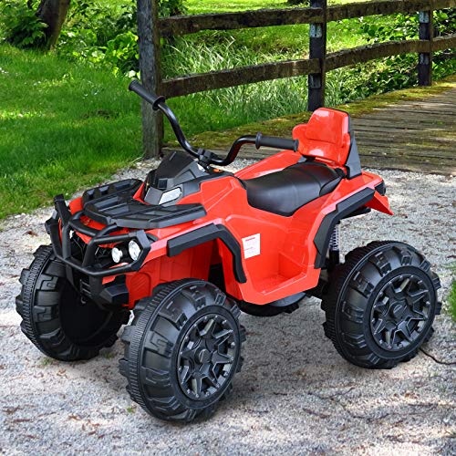 HOMCOM Quad Eléctrico Niño Coche Eléctrico Cuatrimoto Batería 12V con MP3 Radio Luces Sonidos 103x68x73cm Carga 30kg