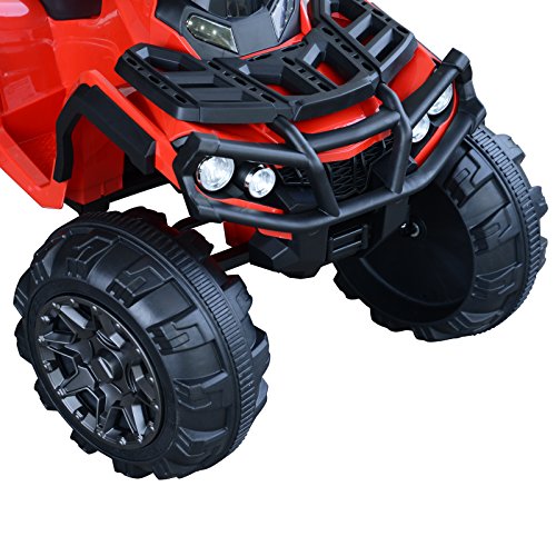 HOMCOM Quad Eléctrico Niño Coche Eléctrico Cuatrimoto Batería 12V con MP3 Radio Luces Sonidos 103x68x73cm Carga 30kg