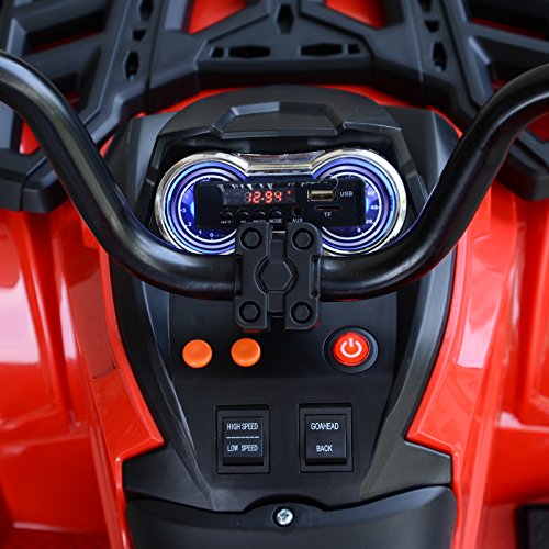 HOMCOM Quad Eléctrico Niño Coche Eléctrico Cuatrimoto Batería 12V con MP3 Radio Luces Sonidos 103x68x73cm Carga 30kg