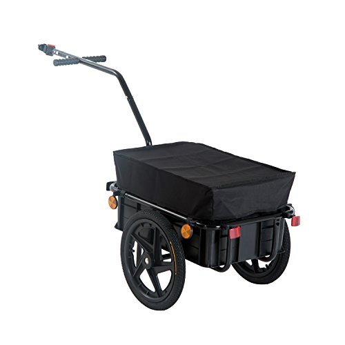 HOMCOM Remolque de Bicicleta para Carga 40kg Equipaje Reflectores y Asas Negro HOMCOM Remolque de Bicicleta para Carga 40kg Equipaje Reflectores y Asas Negro