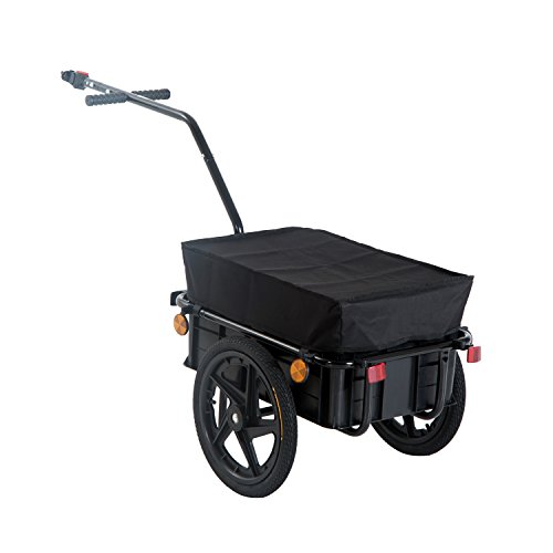 HOMCOM Remolque de Bicicleta para Carga 40kg Equipaje Reflectores y Asas Negro