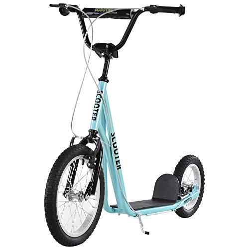 HOMCOM Scooter Patinete para Niños Mayores de 5 Años con 2 Neumáticos de Caucho Inflable con Doble Freno Manillar Ajustable en Altura Soporte 100 kg 135x58x88-94 cm Azul HOMCOM Scooter Patinete para Niños Mayores de 5 Años con 2 Neumáticos de Caucho Inflable con Doble Freno Manillar Ajustable en Altura Soporte 100 kg 135x58x88-94 cm Azul