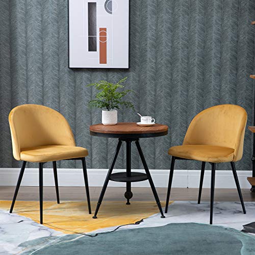 HOMCOM Set de 2 Sillas de Comedor con Asiento y Respaldo Acolchados con Cubierta de Terciopelo Suave y Diseño Moderno Carga 120 kg 49x50x77 cm Camel