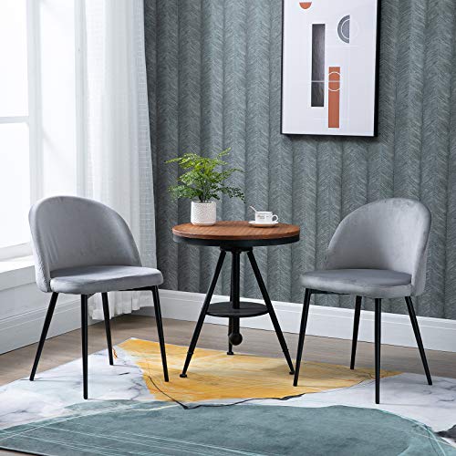 HOMCOM Set de 2 Sillas de Comedor con Asiento y Respaldo Acolchados con Cubierta de Terciopelo Suave y Diseño Moderno Carga 120 kg 49x50x77 cm Gris