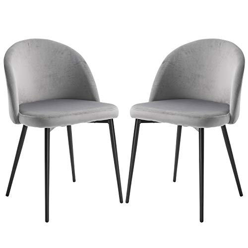 HOMCOM Set de 2 Sillas de Comedor con Asiento y Respaldo Acolchados con Cubierta de Terciopelo Suave y Diseño Moderno Carga 120 kg 49x50x77 cm Gris HOMCOM Set de 2 Sillas de Comedor con Asiento y Respaldo Acolchados con Cubierta de Terciopelo Suave y Diseño Moderno Carga 120 kg 49x50x77 cm Gris