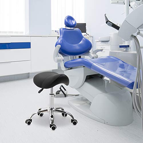 HOMCOM Silla Trabajo Taburete Ruedas Giratorias Taburete Cosmetica Dentista Peluqueria Color Negro HOMCOM Silla Trabajo Taburete Ruedas Giratorias Taburete Cosmetica Dentista Peluqueria Color Negro