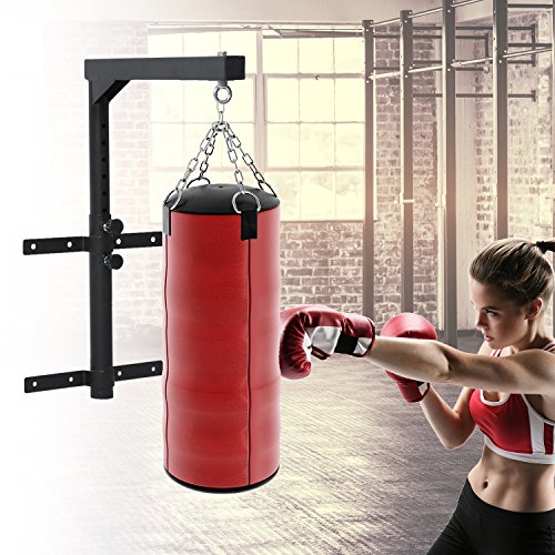 HOMCOM Soporte de Techo para Saco Regulable Colgador Boxeo Pared Gancho Bolsa Pesada MMA Tubo Robusto de Acero Carga máx. 100kg