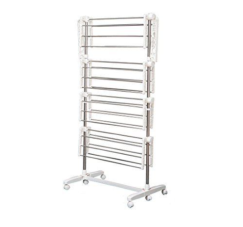 HOMCOM Tendedero Ropa Plegable 6 Ruedas 4 Niveles (80-142) x55x172 cm Estante Tubo Acero Lavanderia Tendero HOMCOM Tendedero Ropa Plegable 6 Ruedas 4 Niveles (80-142) x55x172 cm Estante Tubo Acero Lavanderia Tendero