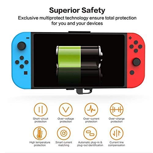 Home Care Wholesale 10000mAh Cargador Portátil de Energía del Banco - Cargador de Batería Extendida Recargable Caso - Paquete de Batería de Reserva de Viaje Compacto para Nintendo Switch