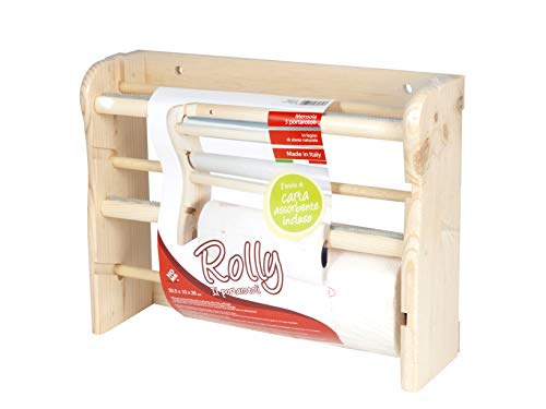 HOME Estante 3 Rollos Cocina, Madera Claro, 34 x 11 x 26 cm HOME Estante 3 Rollos Cocina, Madera Claro, 34 x 11 x 26 cm