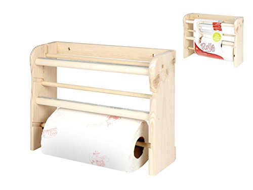 HOME Estante 3 Rollos Cocina, Madera Claro, 34 x 11 x 26 cm HOME Estante 3 Rollos Cocina, Madera Claro, 34 x 11 x 26 cm