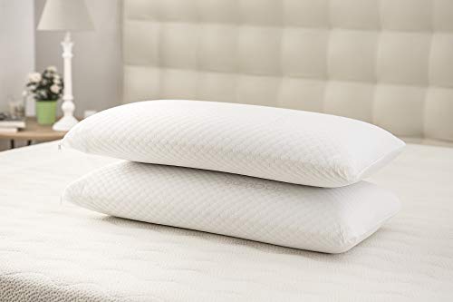 Home Heavenly® - Almohada VISCO-ELÁSTICA con Fibra de BAMBÚ, núcleo Perforado, ergonómica, Fabricada en España (75_x_40_cm)