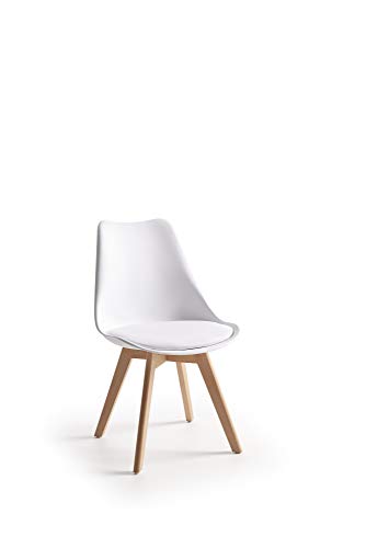 Home Heavenly® - Pack 4 sillas Comedor salón, Silla diseño nórdico con Asiento Acolchado, TULIPA en Blanco o Gris (Blanco) Home Heavenly® - Pack 4 sillas Comedor salón, Silla diseño nórdico con Asiento Acolchado, TULIPA en Blanco o Gris (Blanco)