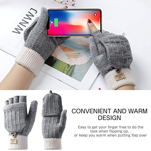 Homealexa Guantes Invierno para Mujer y Hombre, Guantes Unisex Mitones de Lana de Punto Caliente Manoplas con Mitten Cover