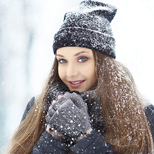 Homealexa Guantes Invierno para Mujer y Hombre, Guantes Unisex Mitones de Lana de Punto Caliente Manoplas con Mitten Cover Homealexa Guantes Invierno para Mujer y Hombre, Guantes Unisex Mitones de Lana de Punto Caliente Manoplas con Mitten Cover