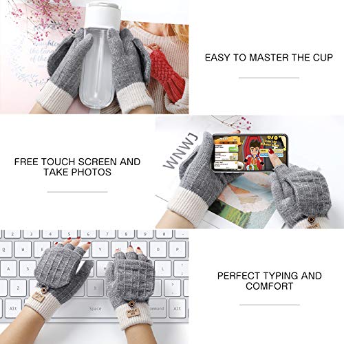Homealexa Guantes Invierno para Mujer y Hombre, Guantes Unisex Mitones de Lana de Punto Caliente Manoplas con Mitten Cover Homealexa Guantes Invierno para Mujer y Hombre, Guantes Unisex Mitones de Lana de Punto Caliente Manoplas con Mitten Cover