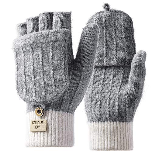 Homealexa Guantes Invierno para Mujer y Hombre, Guantes Unisex Mitones de Lana de Punto Caliente Manoplas con Mitten Cover Homealexa Guantes Invierno para Mujer y Hombre, Guantes Unisex Mitones de Lana de Punto Caliente Manoplas con Mitten Cover